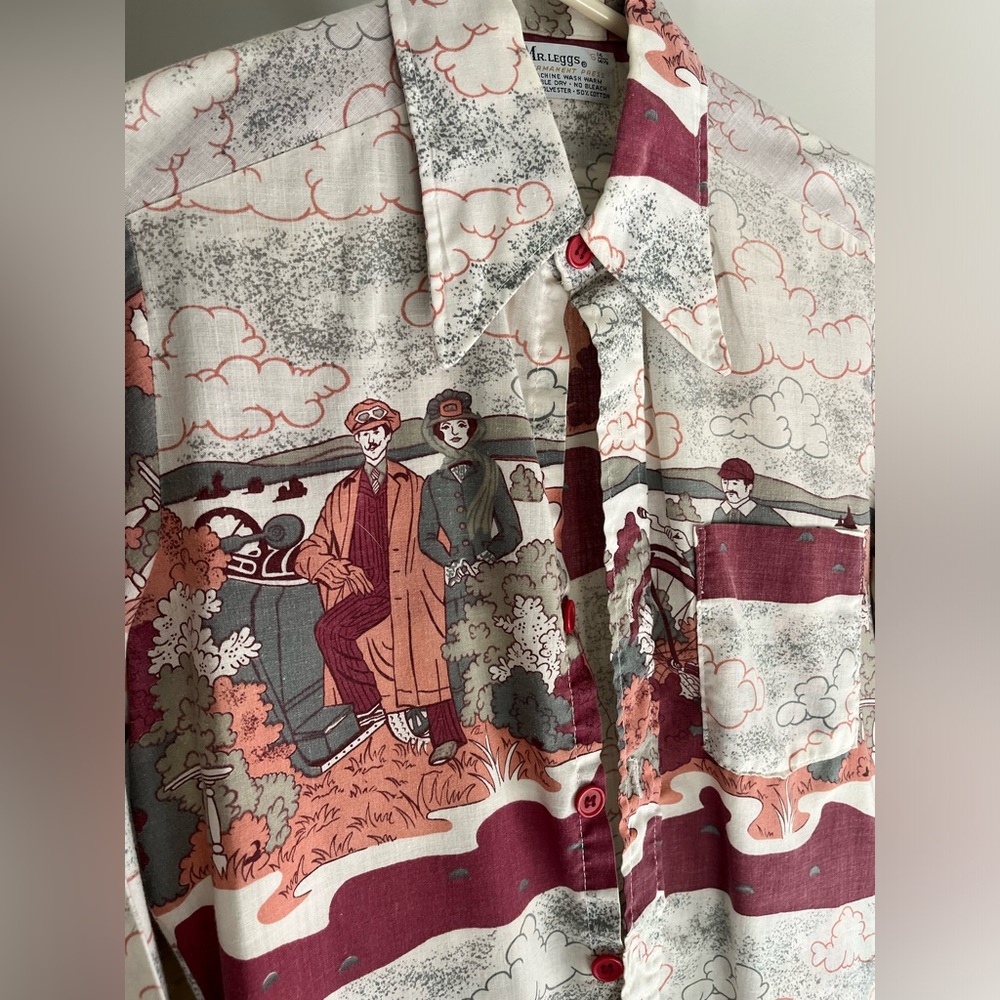 vintage print button up